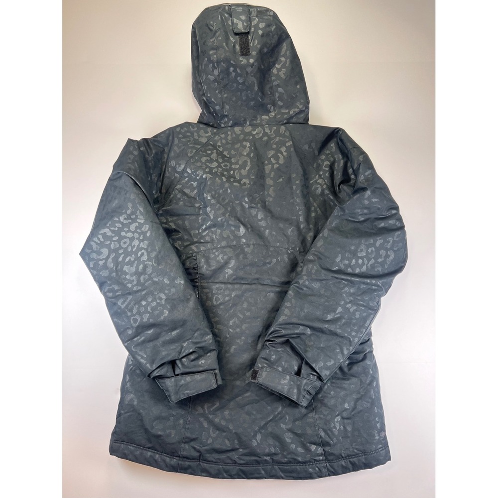 Columbia Winter Jacket Girls M 10/12 Black‎ Leopard Print Outgrown Hooded Parka - Picture 6 of 8